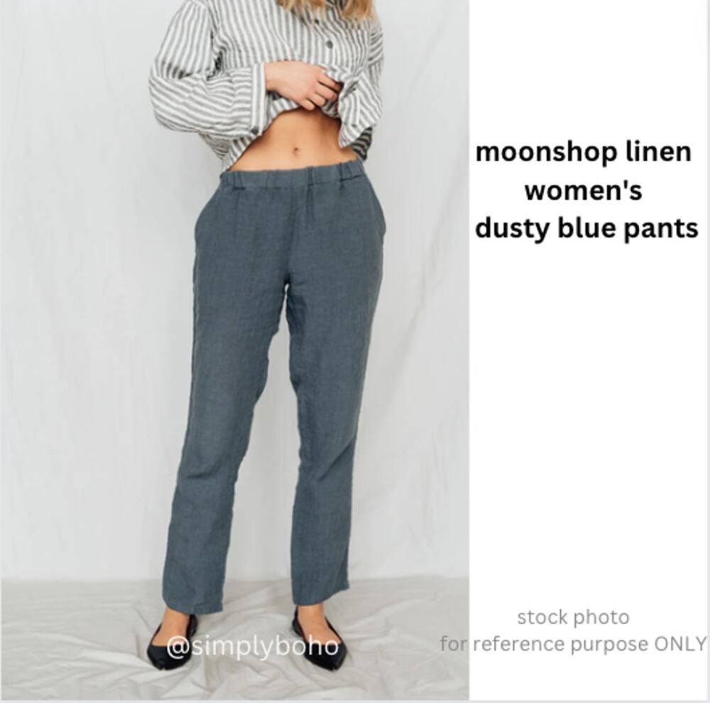 moonshop linen women's dusty blue pants - SIZE LARGE